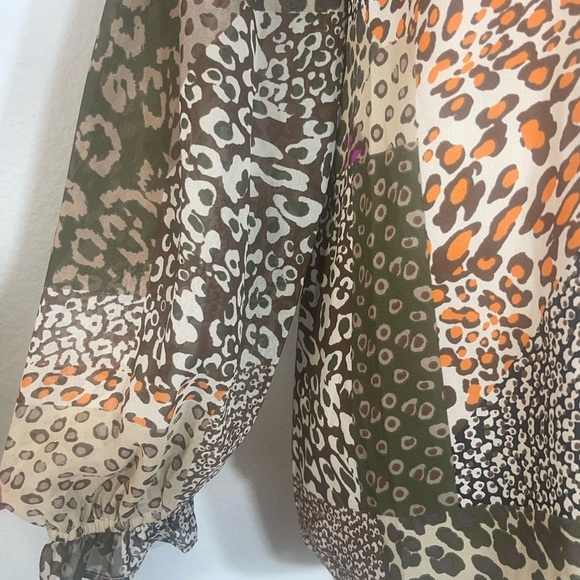 Est. 1946 Animal Print Top Blouse Size Xs Boho Peasant Patchwork Leopard - Picture 2 of 6